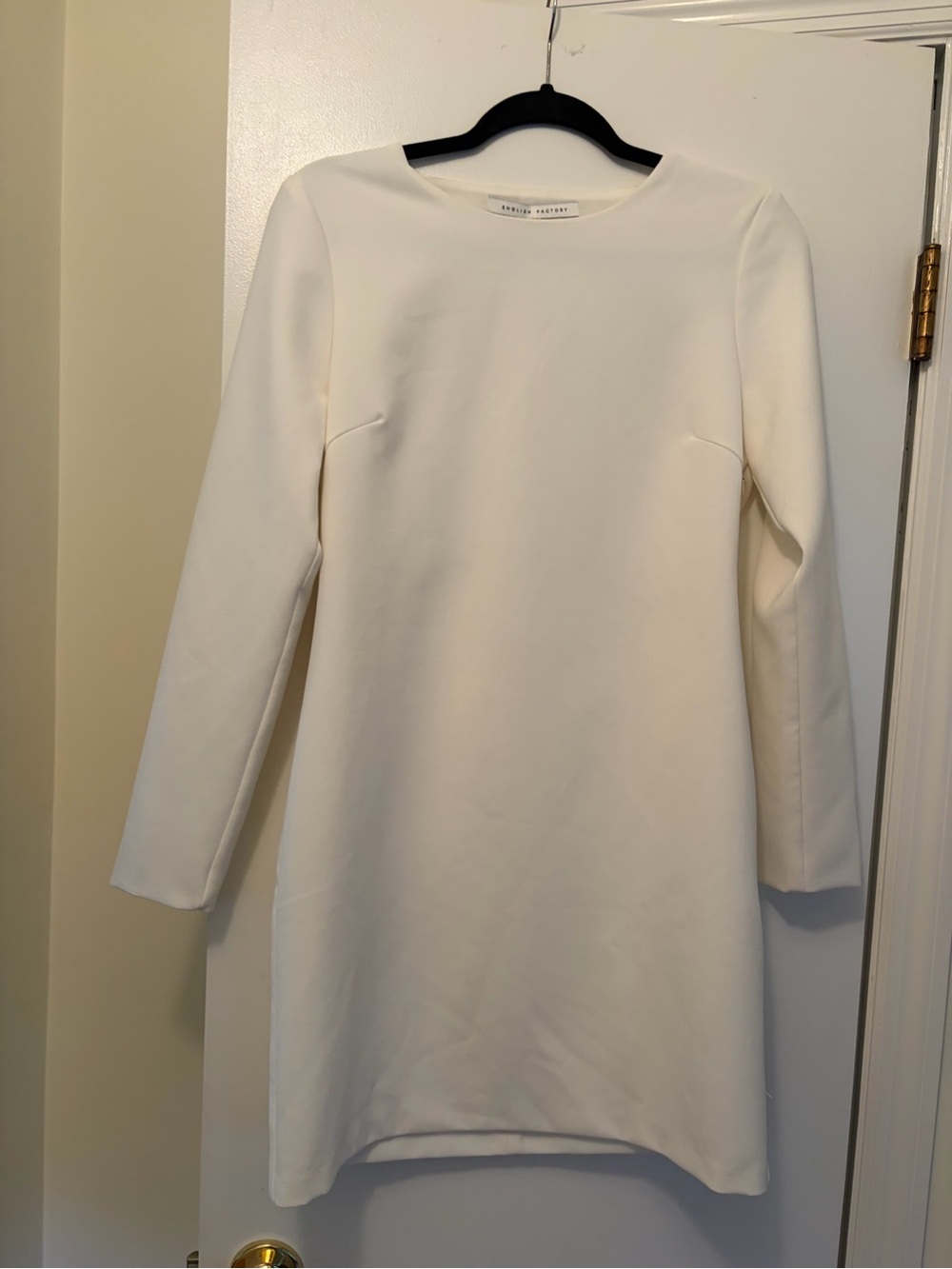 English Factory Cream Long-Sleeve Shift Dress
